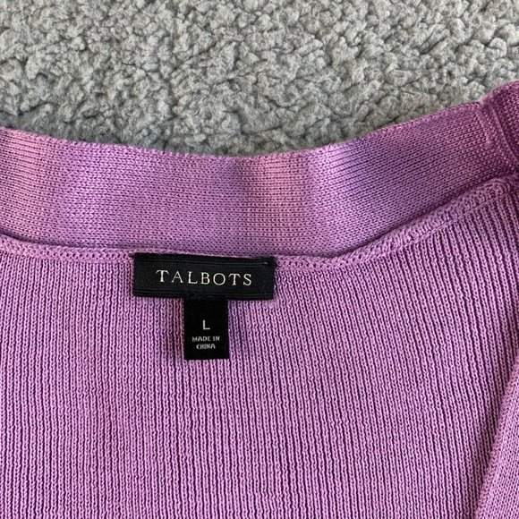 Talbots Open Cardigan Crop Sweater Womens Large Modal Ruffle Sleeve Purple NEW - Picture 4 of 12